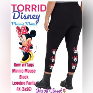 🐭 NWT DISNEY TORRID🐭MINNIE 4X(Sz26) FLEECE LINED🐭LEGGING PANTS